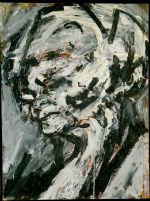 Frank Auerbach, Head of Gerda Boehm, 1964. Oil over charcoal on paper. Private collection. © the artist, courtesy of Frankie Rossi Art Projects, London.