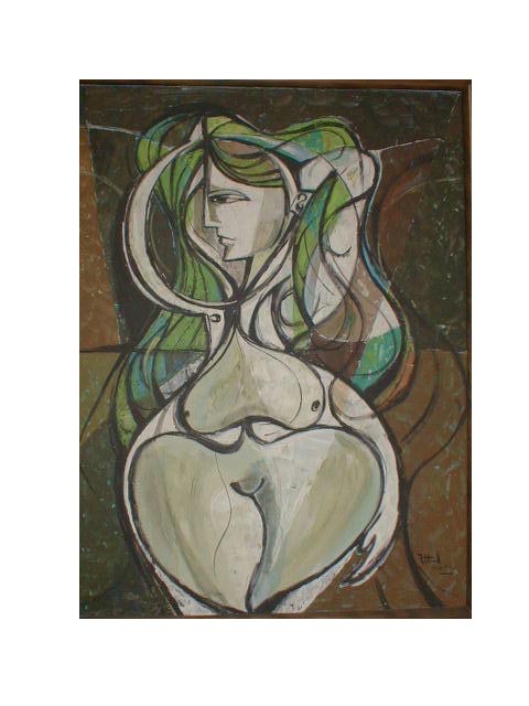 Norbert Francis Attard. Goddess of Fertility, acrylic on canvas, 1970.