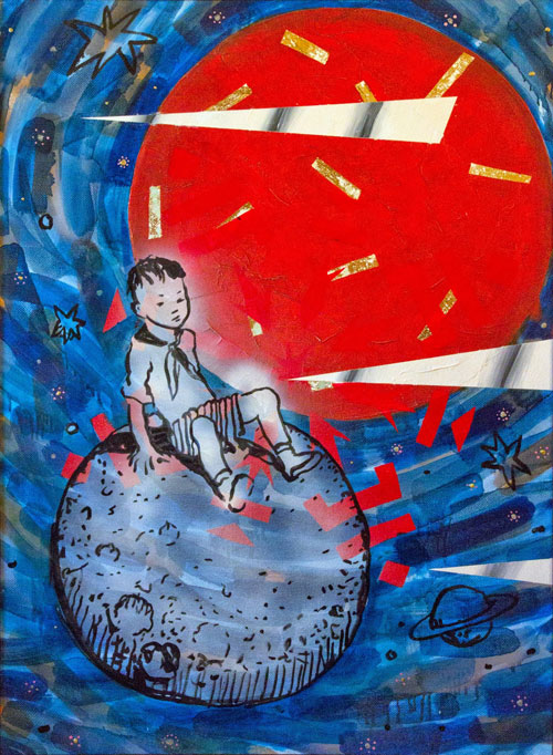 Sergey Shutov. A Boy and A Planet, 2005. Courtesy of Maxim Boxer, Russian Cosmism: Modern & Contemporary Art, 29 May-3 June 2014.