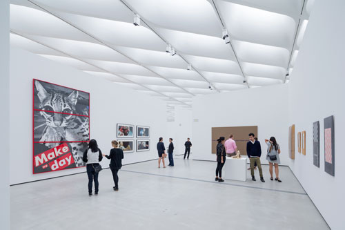 Installation view of works by Barbara Kruger, Cindy Sherman, Richard Prince and Sherrie Levine in The Broad's third-floor galleries. Photograph: Iwan Baan, courtesy of The Broad and DIller Scofidio + Renfro.