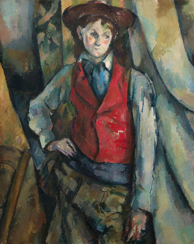 Paul Cézanne. Boy in a Red Waistcoat, 1888-90. National Gallery of Art, Washington DC. Collection of Mr and Mrs Paul Mellon, in Honour of the 50th Anniversary of the National Gallery of Art.