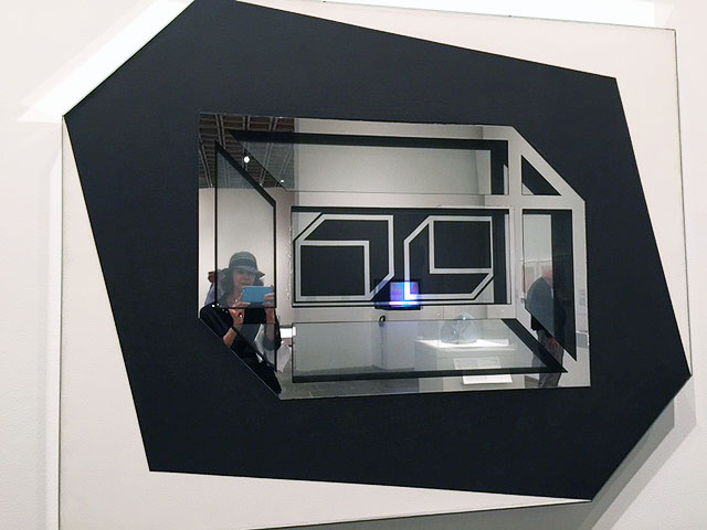 Larry Bell, Untitled 1962, 1962. Mirrored glass, acrylic on canvas. 53 × 66 × 3 in. Installation view. Photograph: Jill Spalding.