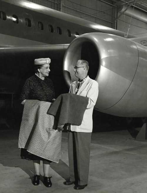 Dorothy Draper with Convair executive, circa 1957. Courtesy Collection of Dorothy Draper & Co. Inc. The Carleton Varney Design Group.