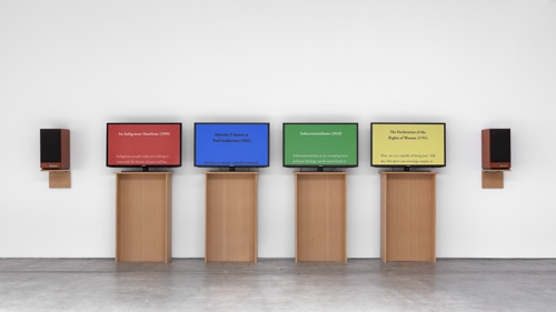 Charles Gaines. Manifestos 2, installation view, 2013. Paula Cooper Gallery, September 2013. Image courtesy of the Artist and Paula Cooper Gallery.