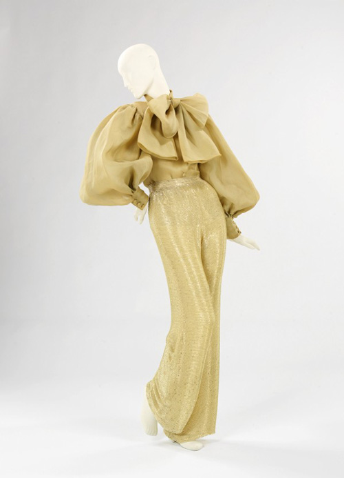 Norman Norell (American 1900–1972). <em>Pajamas</em>, 1970–71. Cotton, silk, beads.  The Brooklyn Museum Costume Collection at the Metropolitan Museum of Art.