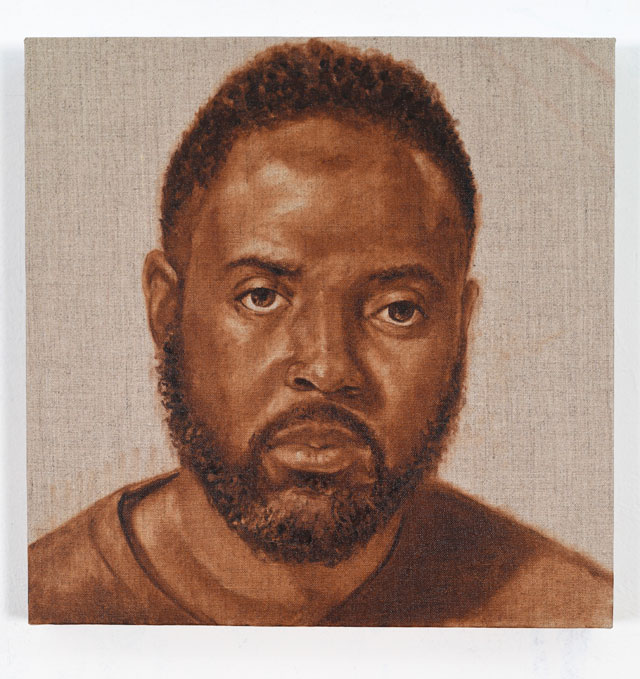 Titus Kaphar. Reginald Dwayne Betts, 2016. Oil on canvas, 16 x 16 in. © Titus Kaphar.  Courtesy of the artist and Jack Shainman Gallery.