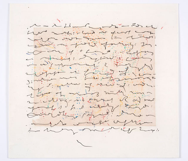 Simon Lewty. Abstract Script II, 2015. Ink and crayon on paper, 43.75 x 48 cm.