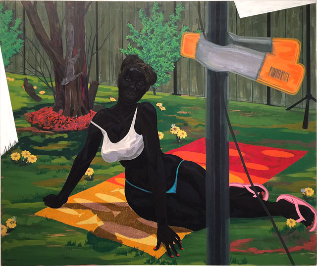 ﻿Kerry James Marshall. Untitled (Beach Towel), 2014. Acrylic on PVC panel, 60 7/8 × 72 5/8 × 2 3/4 in (154.6 × 184.5 × 7 cm). Private collection; courtesy David Zwirner, New York/London.
