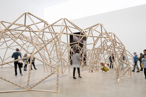 Niamh McCann. Just Left of Copernicus. Installation view (2) of exhibition, VISUAL Carlow, September 2015. Cardboard, plywood. Photograph: Aisling McCoy.
