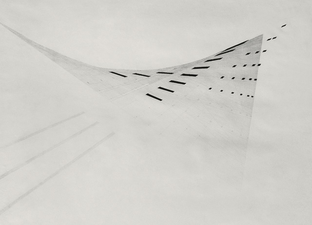Nasreen Mohamedi. Untitled, c1975. Ink and gouache on paper, 19 × 24 in (48.3 × 61 cm). Jayshree and Sanjay Lalbhai.