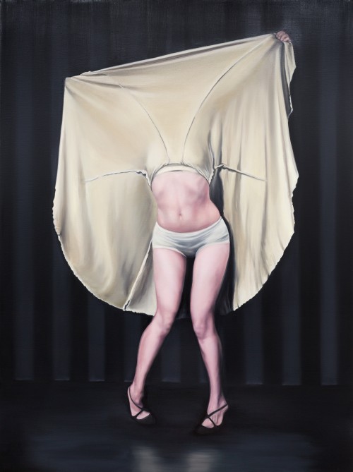 Maryam Najd. I was raised to be covered I, 2014. Oil on canvas, 200 x 150 cm. © Galerie Van De Weghe, Antwerp.