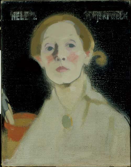 Helene Schjerfbeck, Self-portrait, black background, 1915. Ateneum Art Museum
