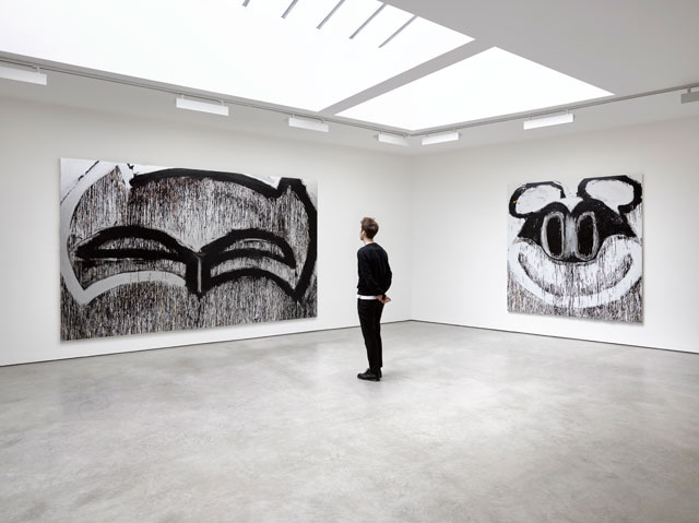 Joyce Pensato. Installation view of FORGETTABOUT IT. Lisson Gallery London, May 2017. Photograph: Jack Hems. © Joyce Pensato; Courtesy Lisson Gallery.