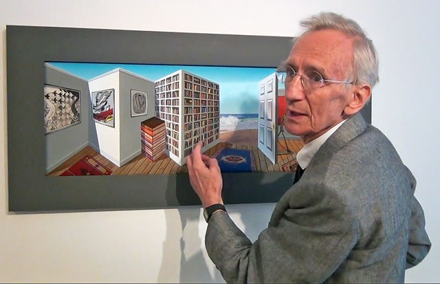 Patrick Hughes talking to Studio International at the opening of Superspectivism at Flowers Cork Street, London, April 2013.