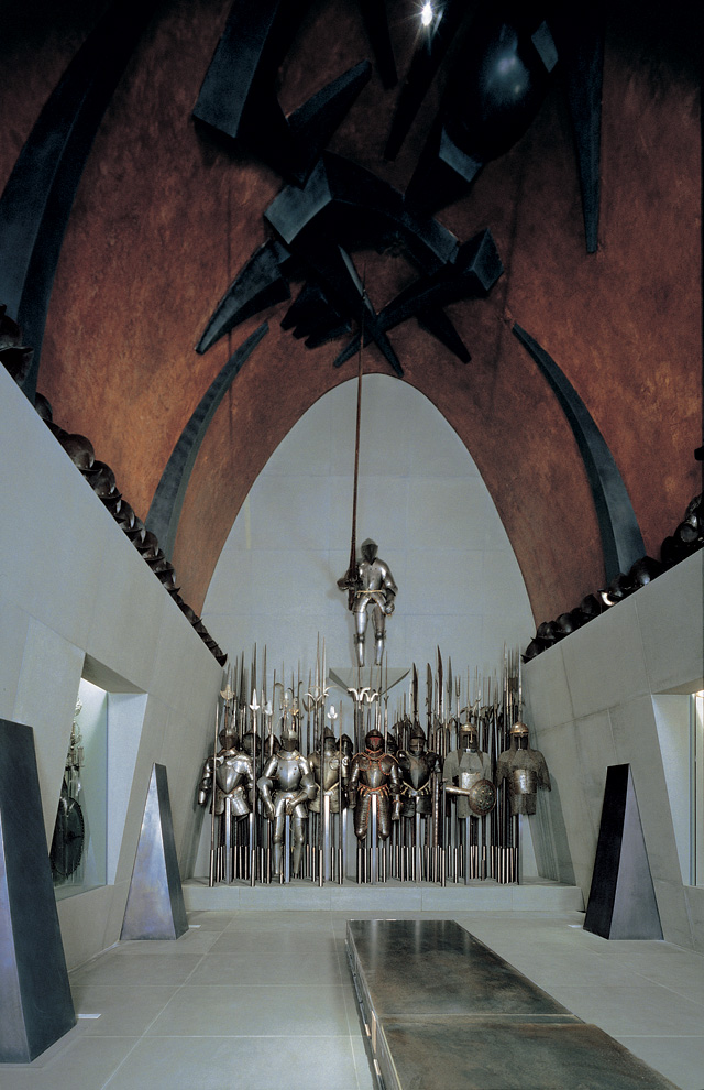 Arnaldo Pomodoro. Armour room, 1998-2000. Poldi Pezzoli Museum, Milan. Vault treated with copper; sculptural elements in fibreglass covered in lead laminate, 14 x 4 m. Photograph: Vaclav Sedy.