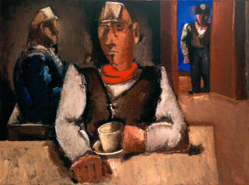 Josef Herman. In the Canteen, 1954. Oil on canvas. © Aberdeen Art Gallery & Museums Collections. © Estate of Josef Herman. All rights reserved.