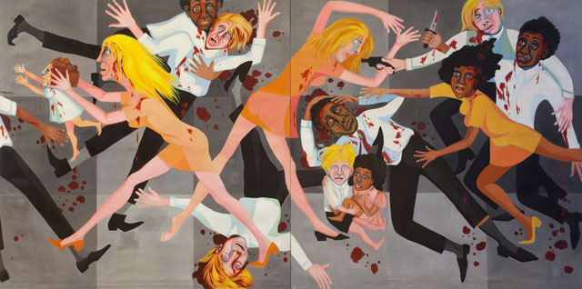 Faith Ringgold. American People Series #20: Die, 1967. Oil on canvas, 182.8 x 365.7 cm. The Museum of Modern Art, New York. Purchase; and gift of the Modern Women's Fund. © Faith Ringgold.