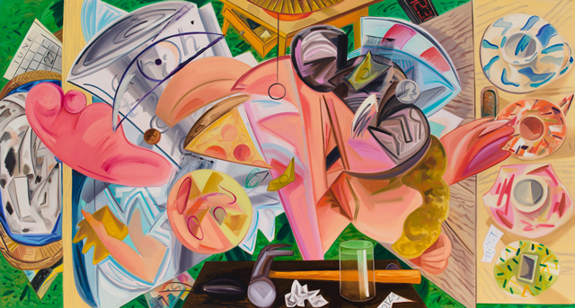 Dana Schutz. Shaking Out the Bed, 2015. Oil on canvas, 114 x 213.75 in (289.6 x 542.9 cm).