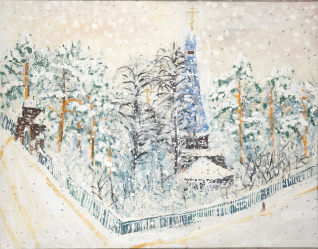 Ivan Sotnikov. Winter Landscape, 1986. Oil on wood board, 122 x 154 cm. The Russian Museum, St Petersburg.