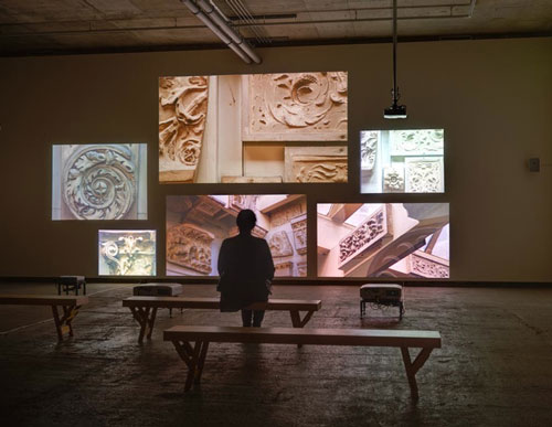 Fiona Tan. Inventory, 2012. HD video installation, six screens. Installation view, Frith Street Gallery, Golden Square. Photograph: Alex Delfanne.