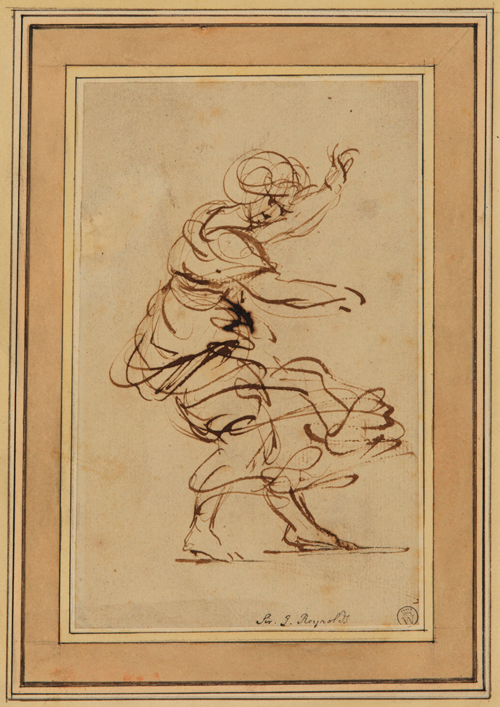 Joshua Reynolds (1723-1792). Dancing female figure. Pen and ink (brown) on paper. The Samuel Courtauld Trust, The Courtauld Gallery, London.
