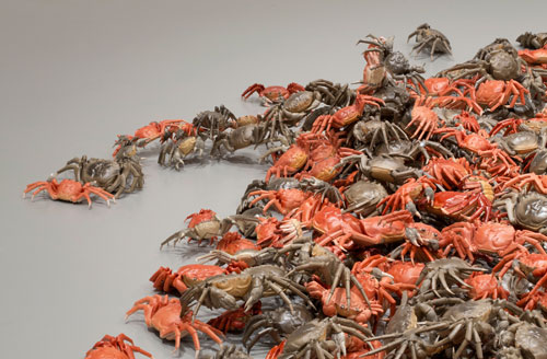 Ai Weiwei. He Xie, 2010 (detail). 3,200 porcelain crabs, dimensions variable. Installation at the Hirshhorn Museum and Sculpture Garden, Washington, D.C., 2012. Courtesy of Ai Weiwei Studio. Photograph: Cathy Carver.