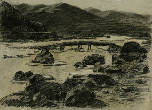 Xu Bing. Landscape, northern Hebei province, 1976. Pencil and crayon on paper, 27.3 x 19.5 cm. © Courtesy of Xu Bing Studio.
